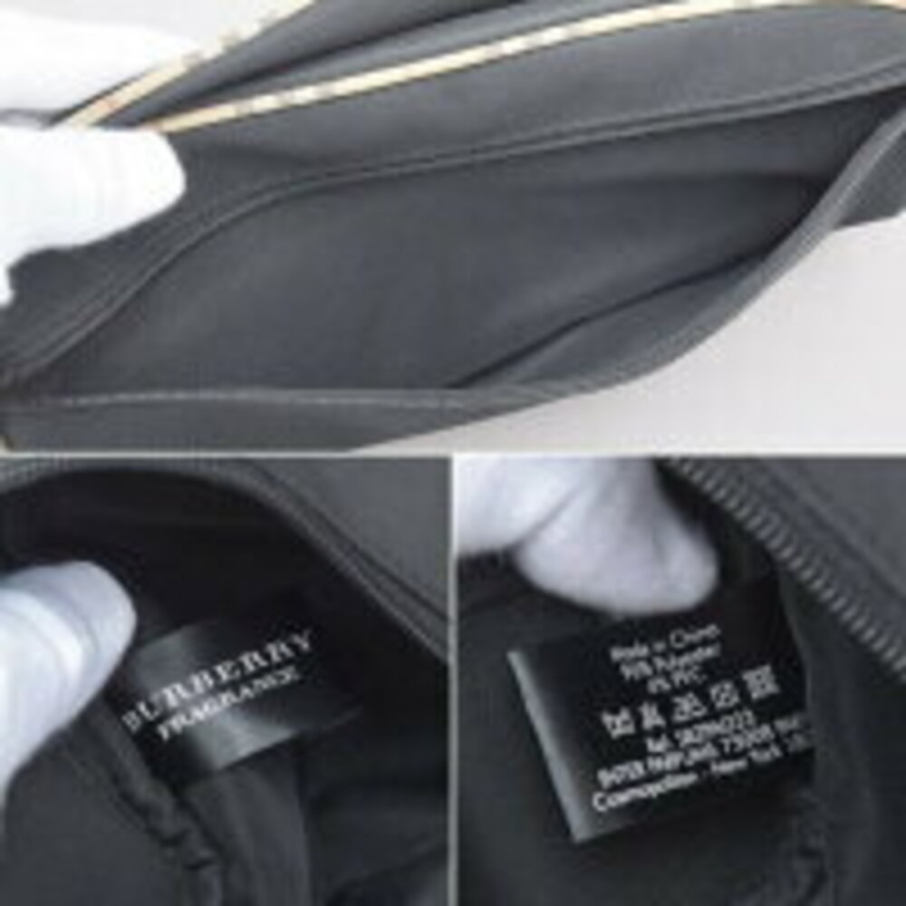 BURBERRY check pouch vanity bag black clutch multi case makeup accessories ka - Picture 9 of 10